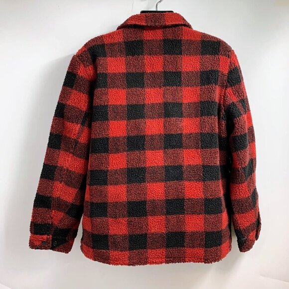 Lucky Brand Men's Buffalo Check Faux Shearling Shirt Jacket Size L - Picture 5 of 12